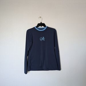 Court Haley Navy Long Sleeve Golf Top with Light Blue Trim